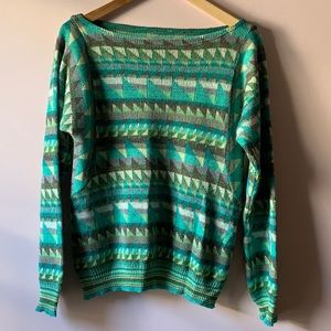 Geometric Y2K linen blend sweater M